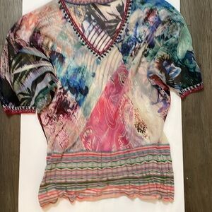 Aldo Martin Silk Pullover vibrant colors  Sz M